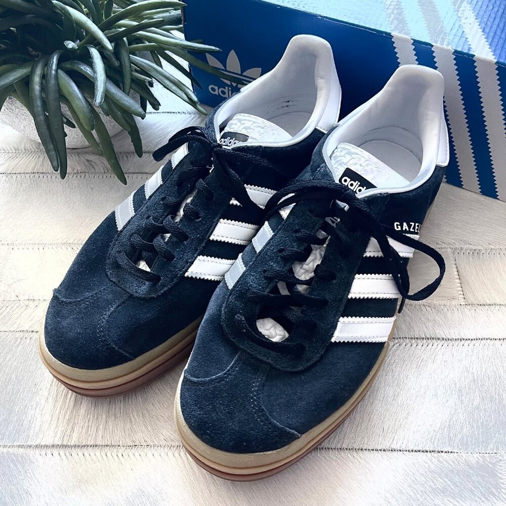 adidas Gazelle Bold Platform Sneakers Black/ Cloud White Size 9 - Picture 4 of 10